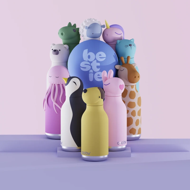 Butelka termiczna ze słomką Bestie Panda 460 ml Asobu