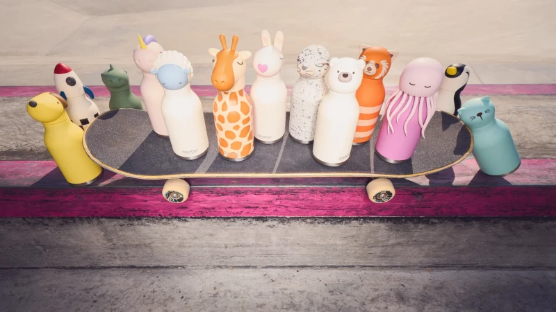 Butelka termiczna ze słomką Bestie Pies Żółty 460 ml Asobu