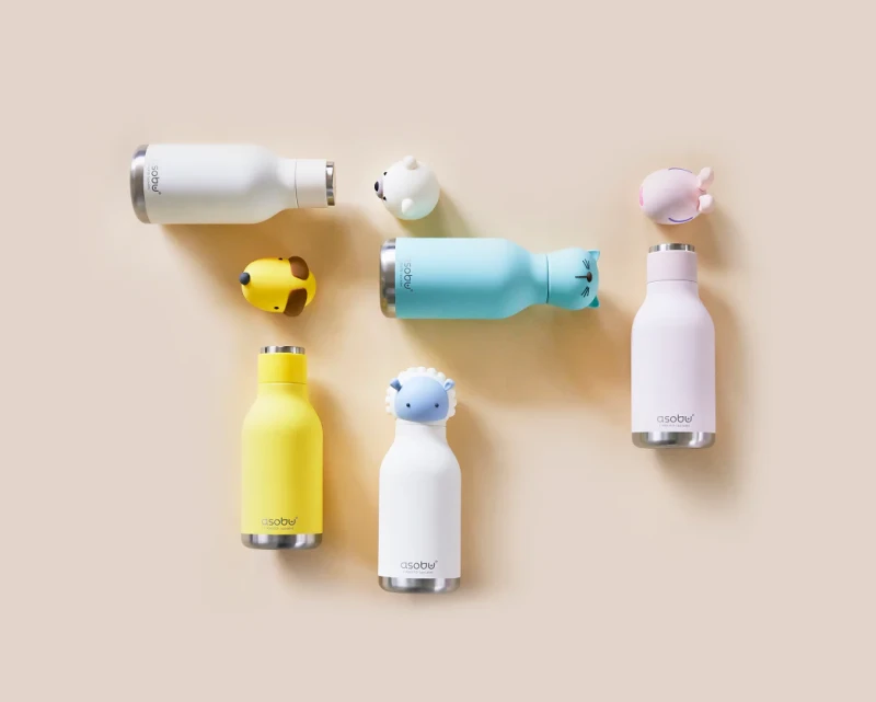 Butelka termiczna ze słomką Bestie Pies Żółty 460 ml Asobu