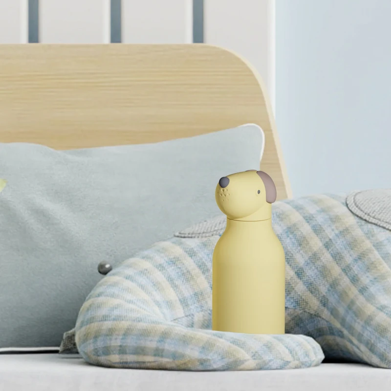 Butelka termiczna ze słomką Bestie Pies Żółty 460 ml Asobu