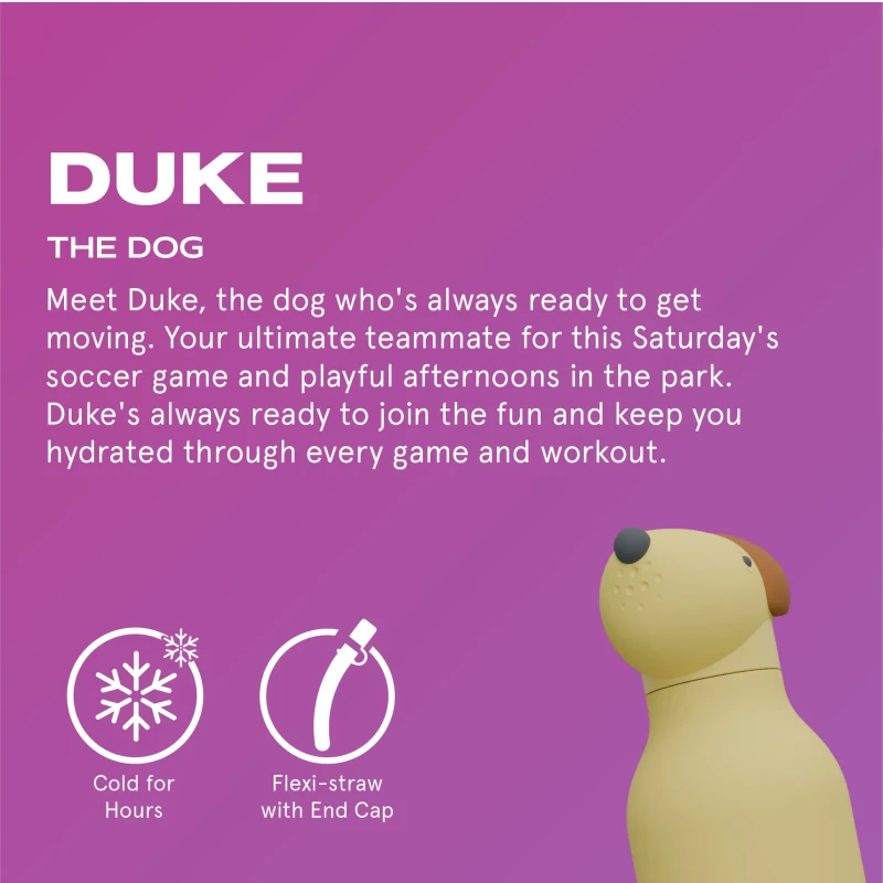 Butelka termiczna ze słomką Bestie Pies Żółty 460 ml Asobu