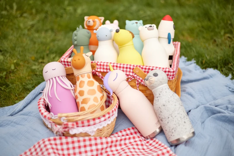 Butelka termiczna ze słomką Bestie Pies Żółty 460 ml Asobu