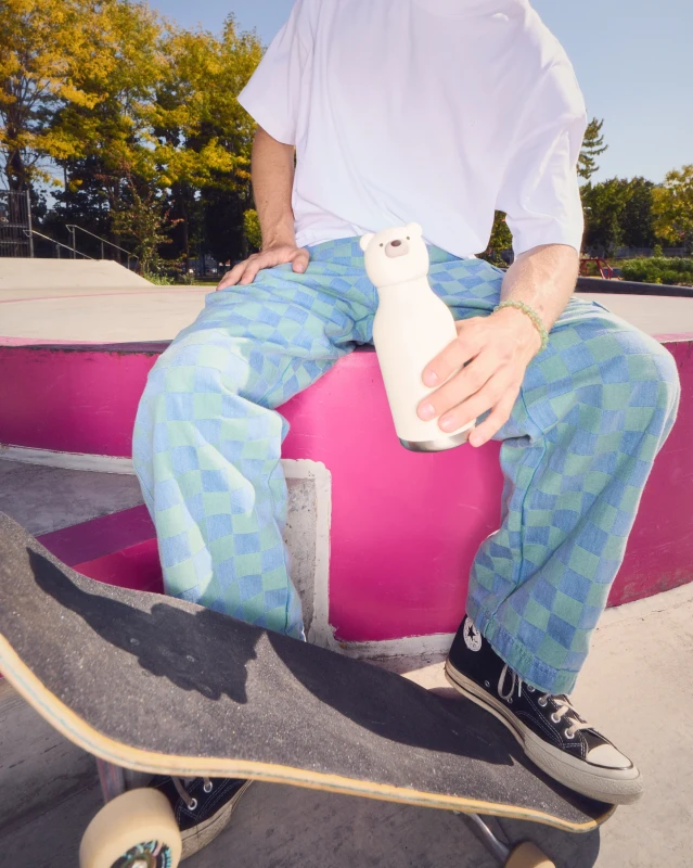 Butelka termiczna ze słomką Bestie Niedźwiedź  Polarny 460 ml Asobu