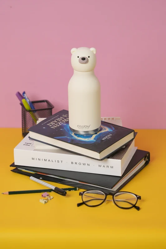 Butelka termiczna ze słomką Bestie Niedźwiedź  Polarny 460 ml Asobu