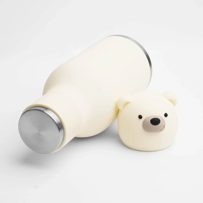 Butelka termiczna ze słomką Bestie Niedźwiedź  Polarny 460 ml Asobu