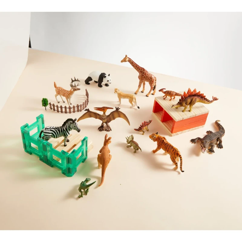 Zestaw 24 figurek dinozaurów w zestawie z przenośnym pudełkiem mideer