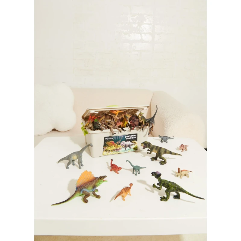 Zestaw 24 figurek dinozaurów w zestawie z przenośnym pudełkiem mideer