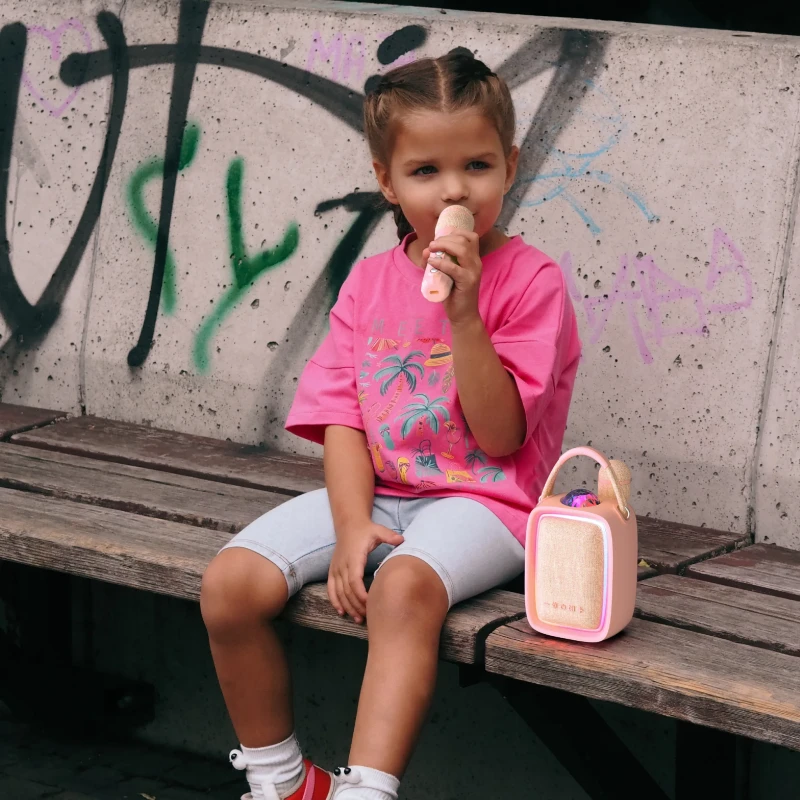 Zestaw disco karaoke MOB na 2 mikrofony - różowy - Mobility On Board