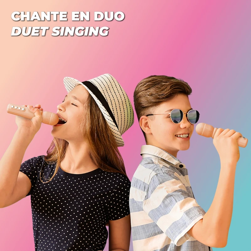 Zestaw disco karaoke MOB na 2 mikrofony - różowy - Mobility On Board