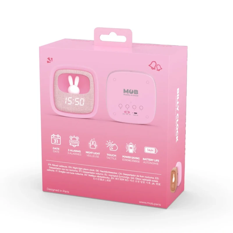 Budzik z lampką Billy MOB - różowy - Mobility On Board