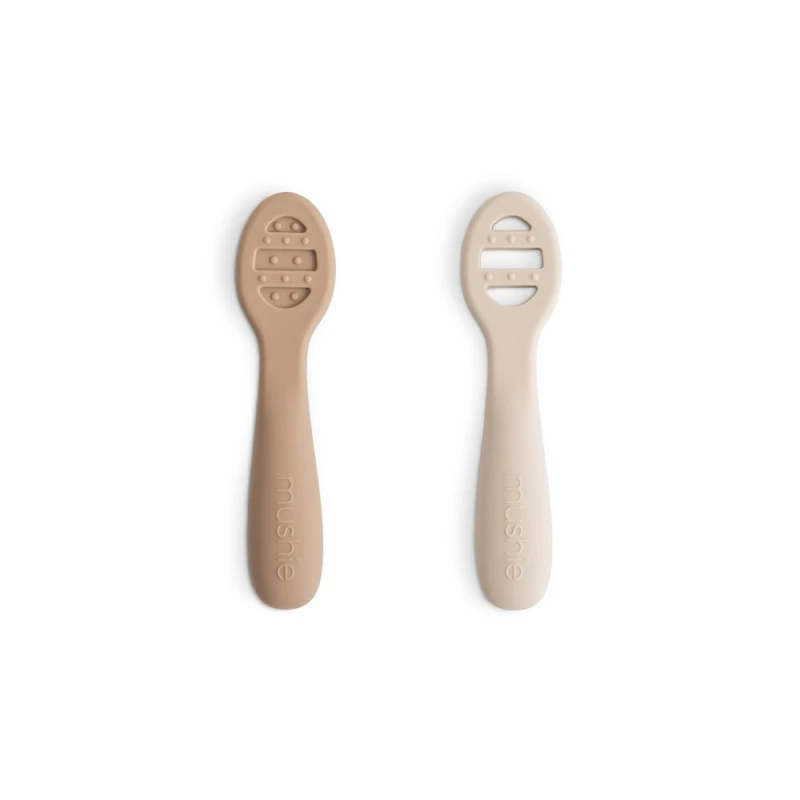 Pierwsze Łyżeczki dla Niemowląt 2-pack Natural/Shifiting Sand Mushie 