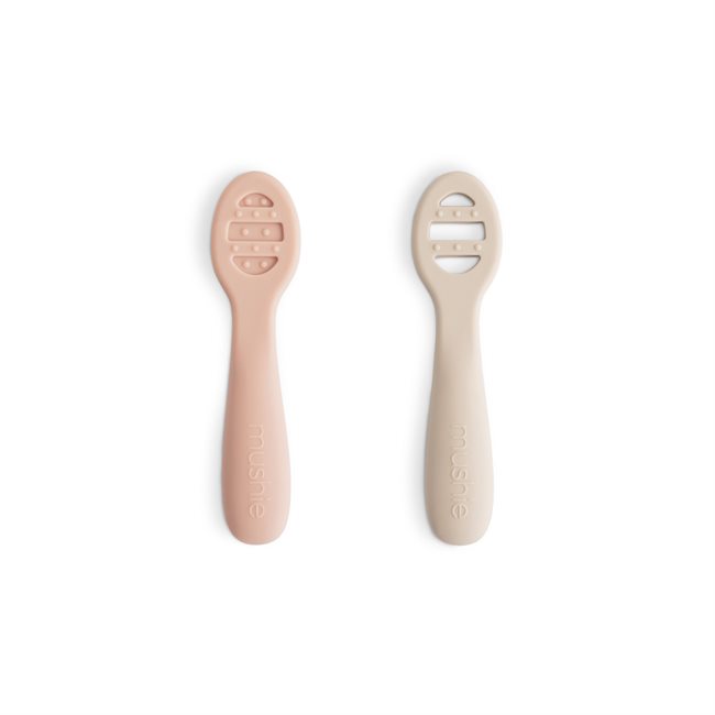 Pierwsze Łyżeczki dla Niemowląt 2-pack Blush/Shifting Sand Mushie