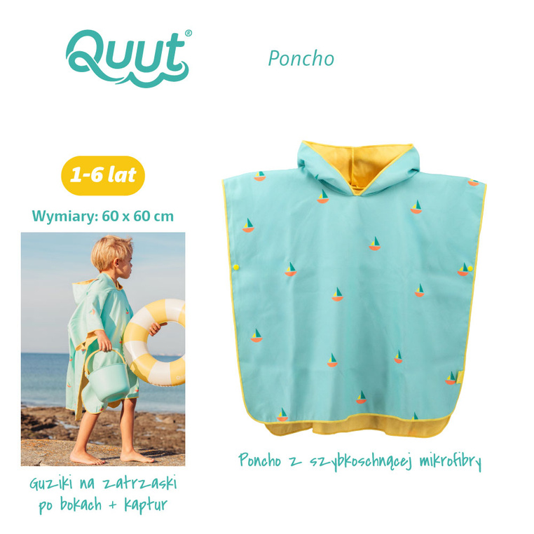 Dwustronne poncho kąpielowe dla dzieci Banana Blue Quut