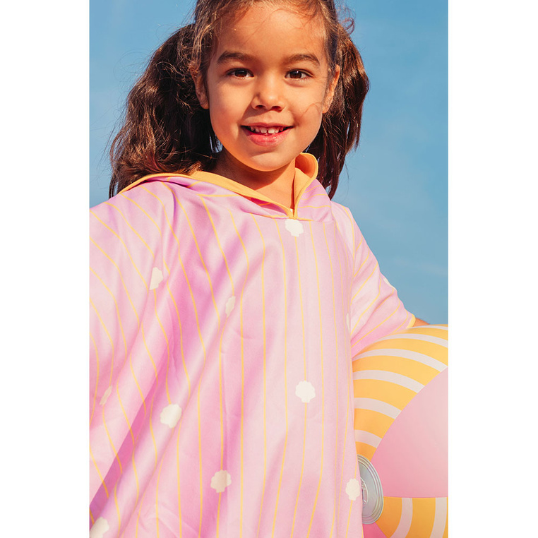Dwustronne poncho kąpielowe dla dzieci Banana Pink Quut