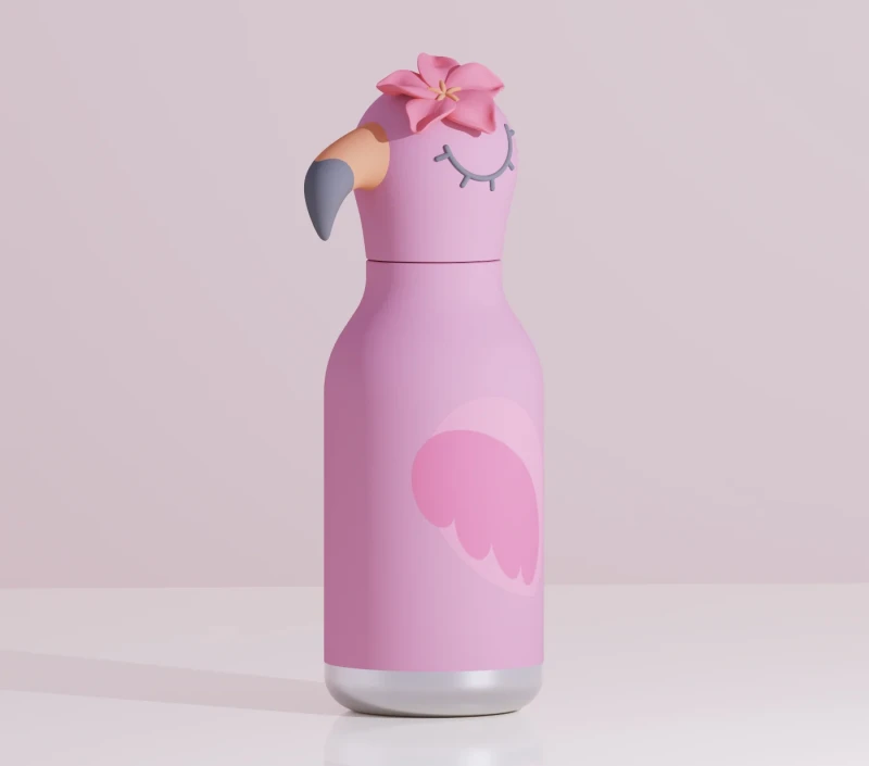 Butelka termiczna ze słomką Bestie Flaming 460 ml Asobu