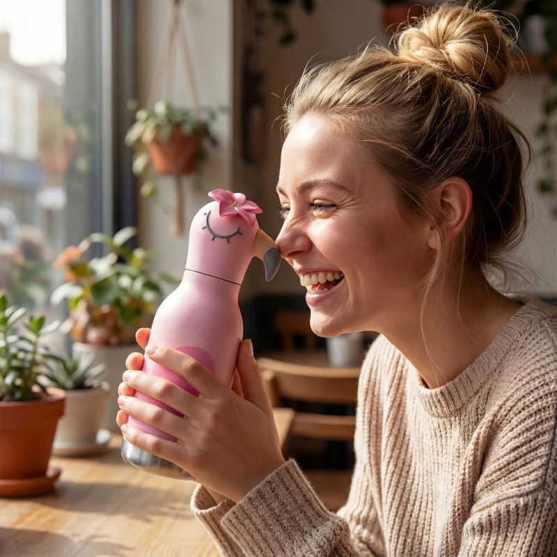 Butelka termiczna ze słomką Bestie Flaming 460 ml Asobu