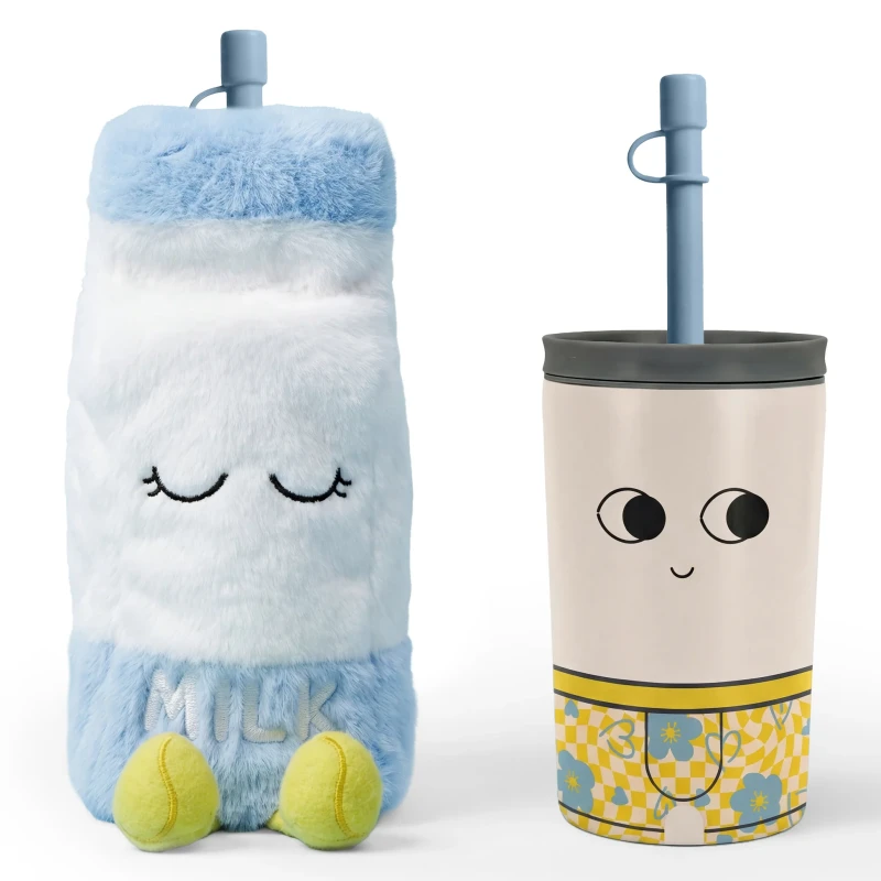 Butelka termiczna w pluszowym etui Fuzzie Millie Mleko 360 ml Asobu
