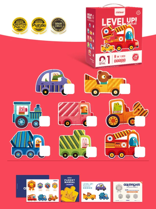 Puzzle dziecięce Level Up! 1 Pojazdy mideer