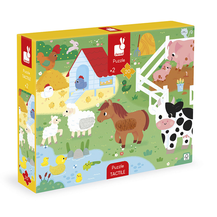 Puzzle sensoryczne dotykowe Farma 20 el. 2+ Janod