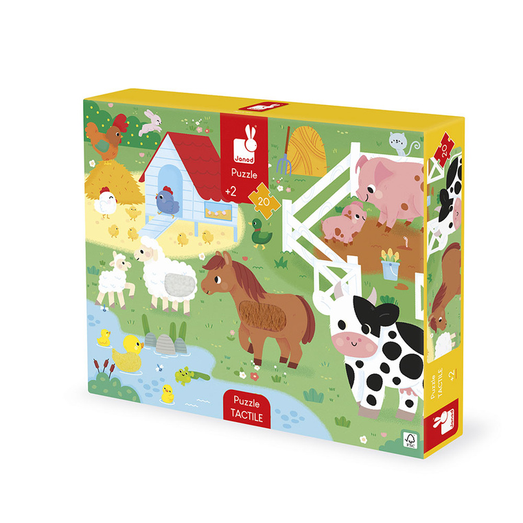 Puzzle sensoryczne dotykowe Farma 20 el. 2+ Janod