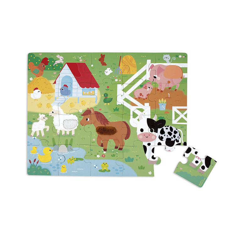 Puzzle sensoryczne dotykowe Farma 20 el. 2+ Janod