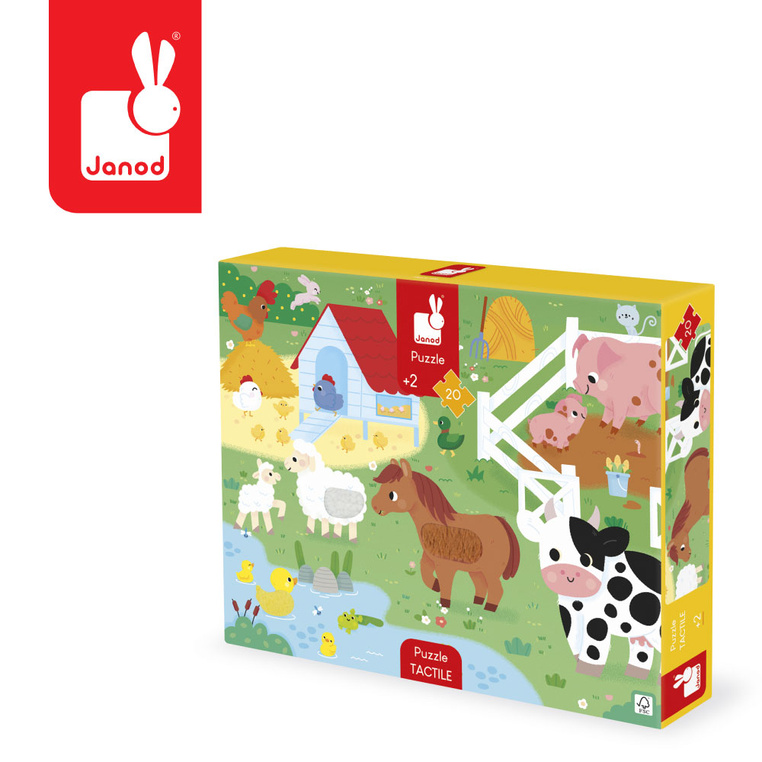 Puzzle sensoryczne dotykowe Farma 20 el. 2+ Janod