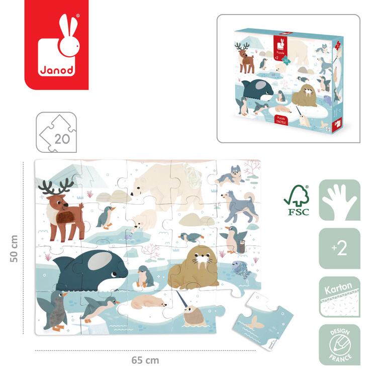 Puzzle sensoryczne dotykowe Kraina polarna 20 el. 2+ Janod