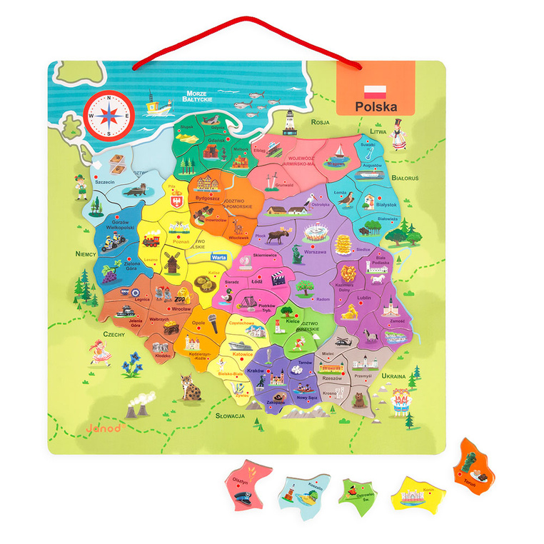 Puzzle magnetyczne Mapa Polski 69 magnesów 7+ Janod