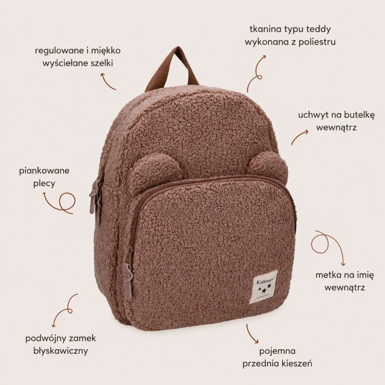 Plecak dla dzieci Beary Excited Brown KIDZROOM