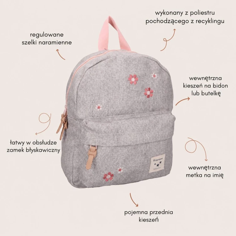 Plecak dla dzieci Blossom grey jeans KIDZROOM