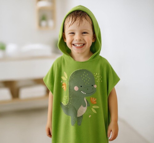 Okrycie kąpielowe z kapturem 100% cotton Dinozaur SASSI