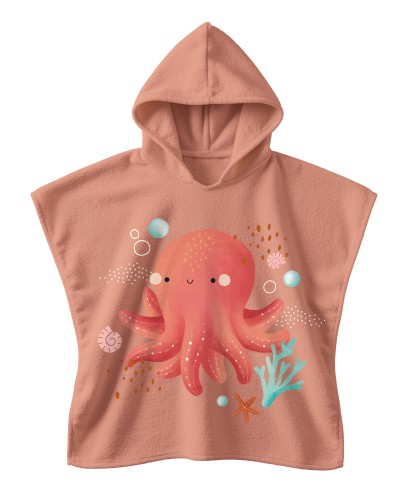 Okrycie kąpielowe z kapturem100% cotton Ośmiornica SASSI