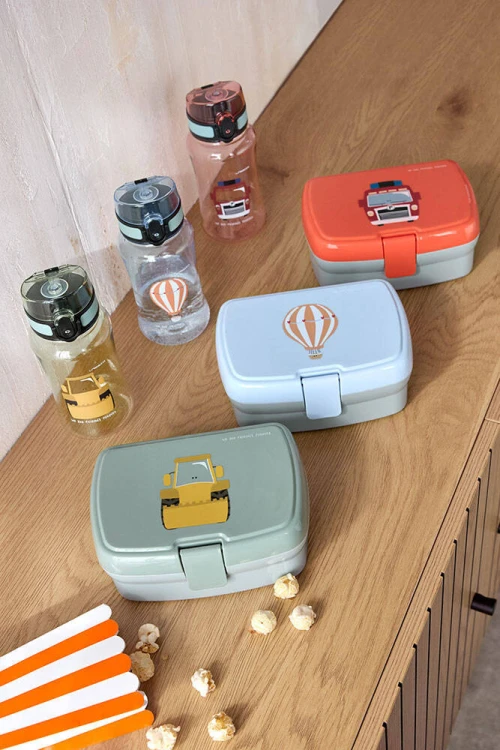 Zestaw na lunch Lunchbox + Tritanowa butelka - bidon 460 ml Tiny Drivers Balon Lassig