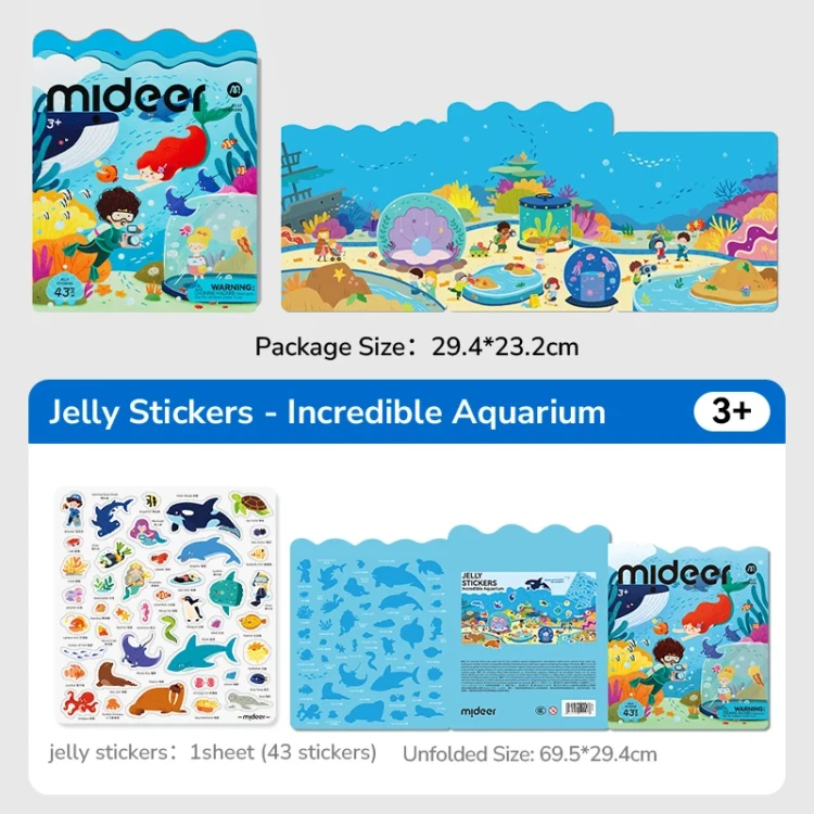 Żelowe naklejki wielorazowe akwarium Incredible Aquarium mideer