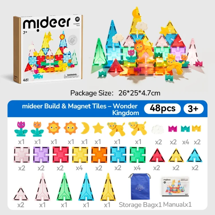 Klocki magnetyczne Wonder Kingdom (48 el.) mideer