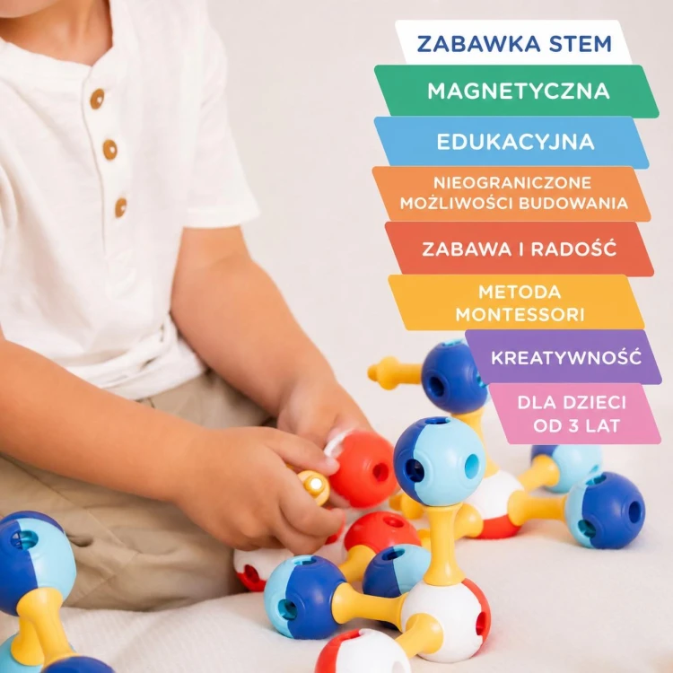 Magnetyczne klocki konstrukcyjne 3D  Edu 70 KUB Planet