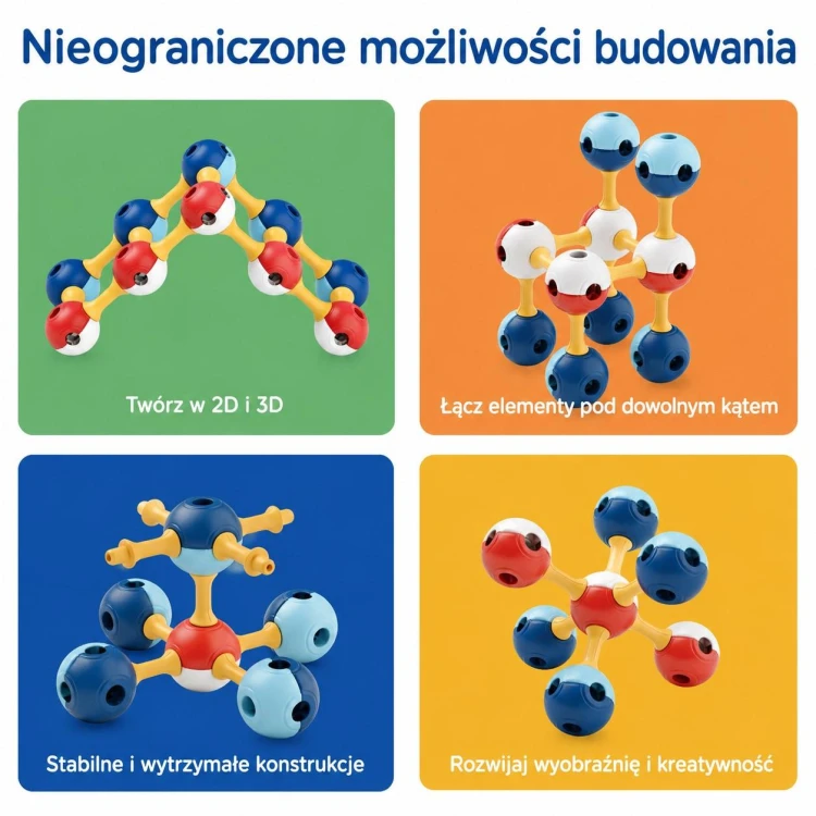 Magnetyczne klocki konstrukcyjne 3D  Edu 70 KUB Planet