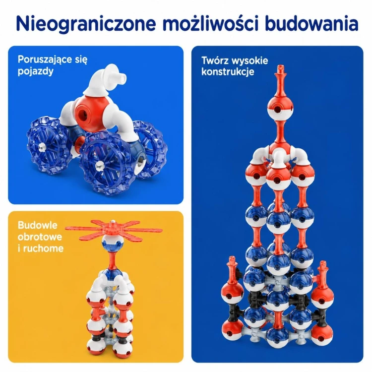 Magnetyczne klocki konstrukcyjne 3D  Edu 70 KUB Planet