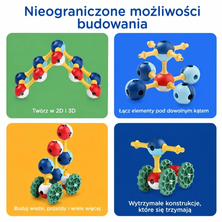Magnetyczne klocki konstrukcyjne 3D  Edu 70 KUB Planet