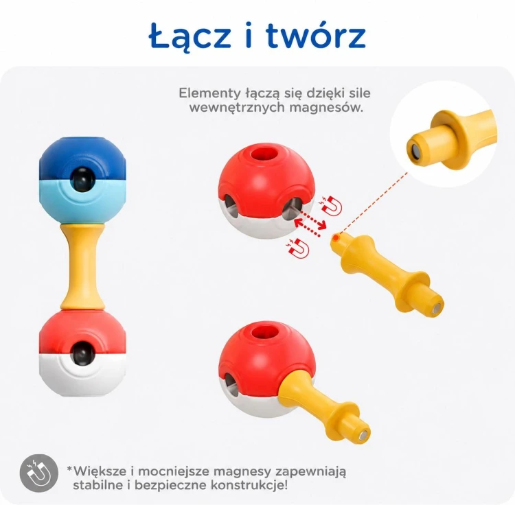 Magnetyczne klocki konstrukcyjne 3D  Edu 70 KUB Planet