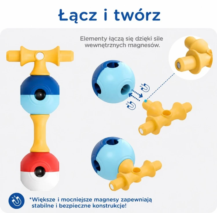 Magnetyczne klocki konstrukcyjne 3D  Edu 70 KUB Planet