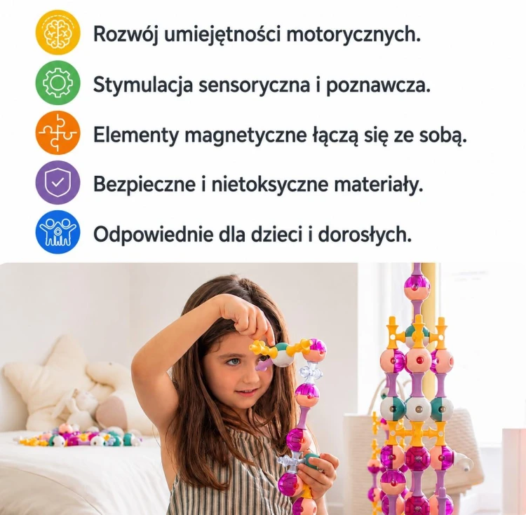 Magnetyczne klocki konstrukcyjne 3D 55 KUB Planet