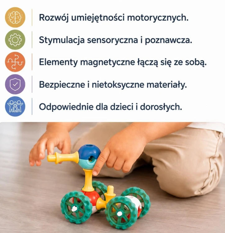 Magnetyczne klocki konstrukcyjne 3D 30 KUB Planet