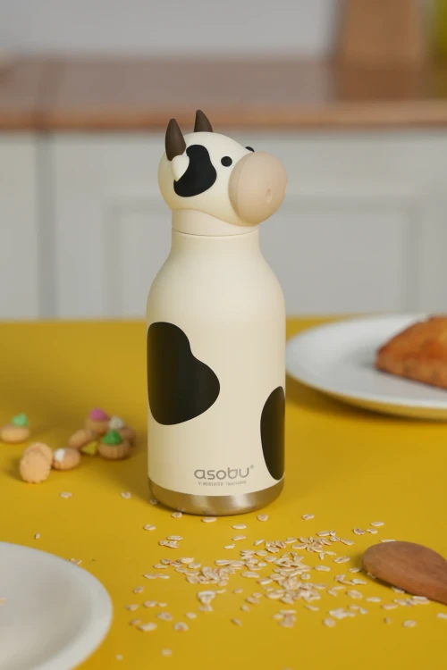 Butelka termiczna ze słomką Bestie Krowa 460 ml Asobu