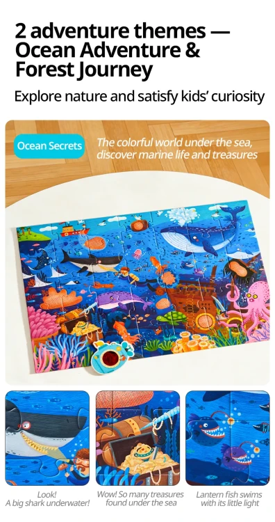 Sekretne puzzle z okularami 3D Ocean 35 elementów mideer