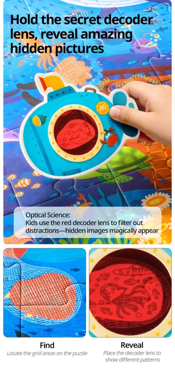 Sekretne puzzle z okularami 3D Ocean 35 elementów mideer
