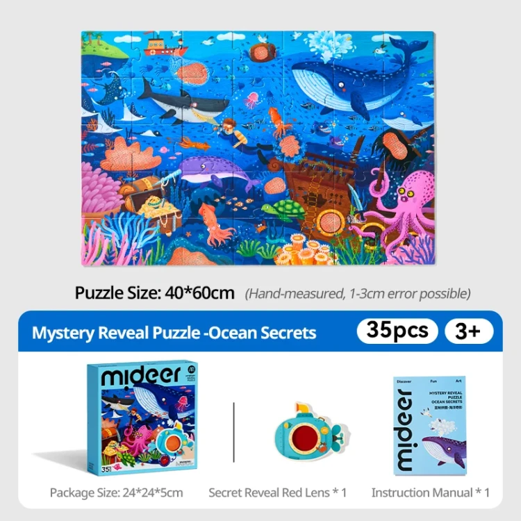 Sekretne puzzle z okularami 3D Ocean 35 elementów mideer