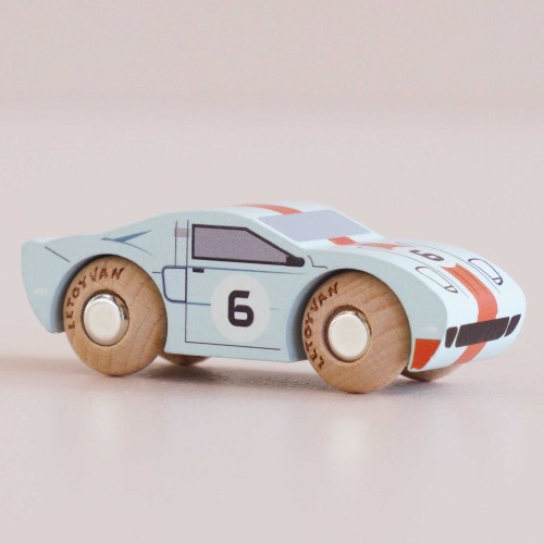 Kolekcjonerski samochodzik GT145 Fred wyścigowe drewniane auto Le Toy Van