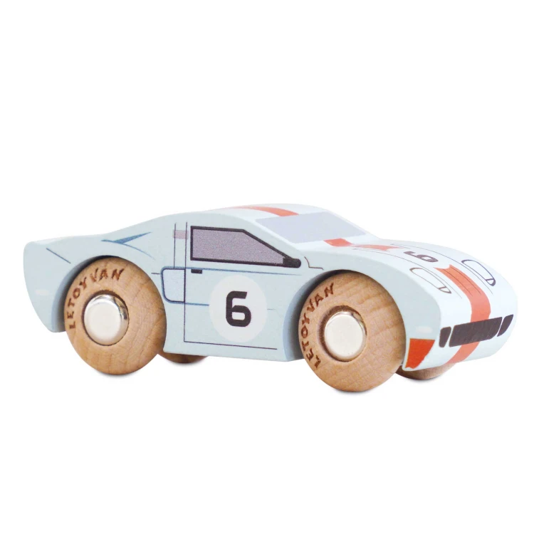 Kolekcjonerski samochodzik GT145 Fred wyścigowe drewniane auto Le Toy Van