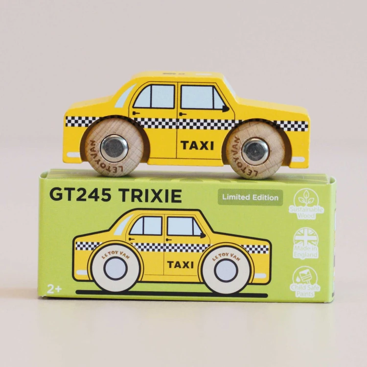 Kolekcjonerski samochodzik GT245 Trixie taksówka drewniane auto Le Toy Van